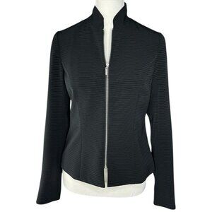 Yansi Fugel Women's Black Striped Full Zip Business Modern Jacket 2/C39